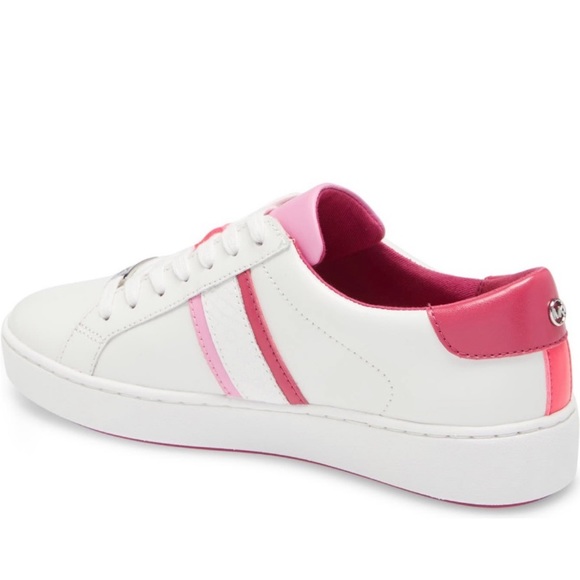 NWB MICHAEL Michael Kors Irving WHITE/ NEON PINK LEATHER size 10 new in box - Picture 5 of 12